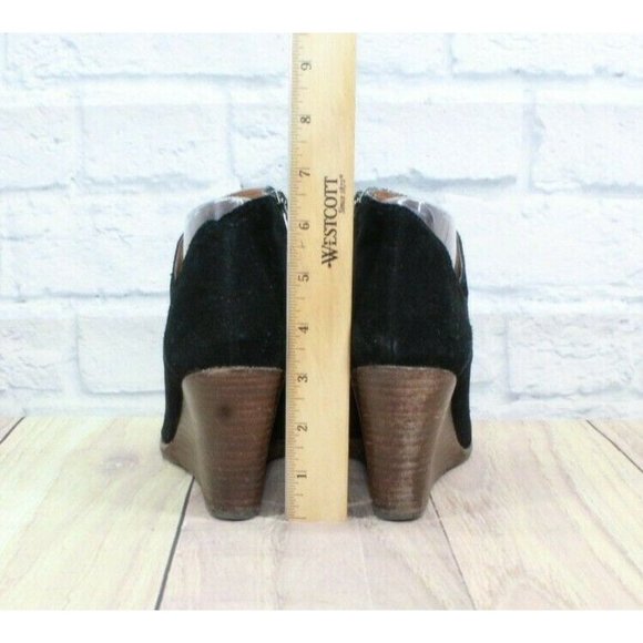Lucky Brand Yakeena Black Suede Zip up Ankle Wedge Booties 8.5 M - Picture 10 of 11